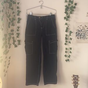 black contrast stitch urban skater pants